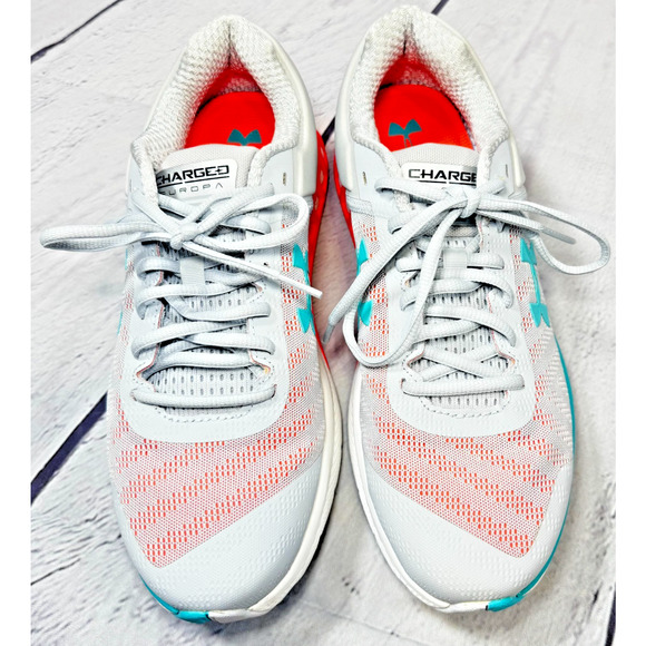 Under Armour Charged Europa 2 Women’s Running Shoes Gray, Aqua, Orange 10 - Picture 4 of 9
